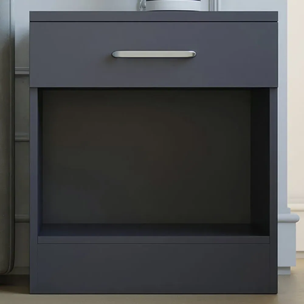 Dakota Single Drawer Bedside Table - Dark Grey image