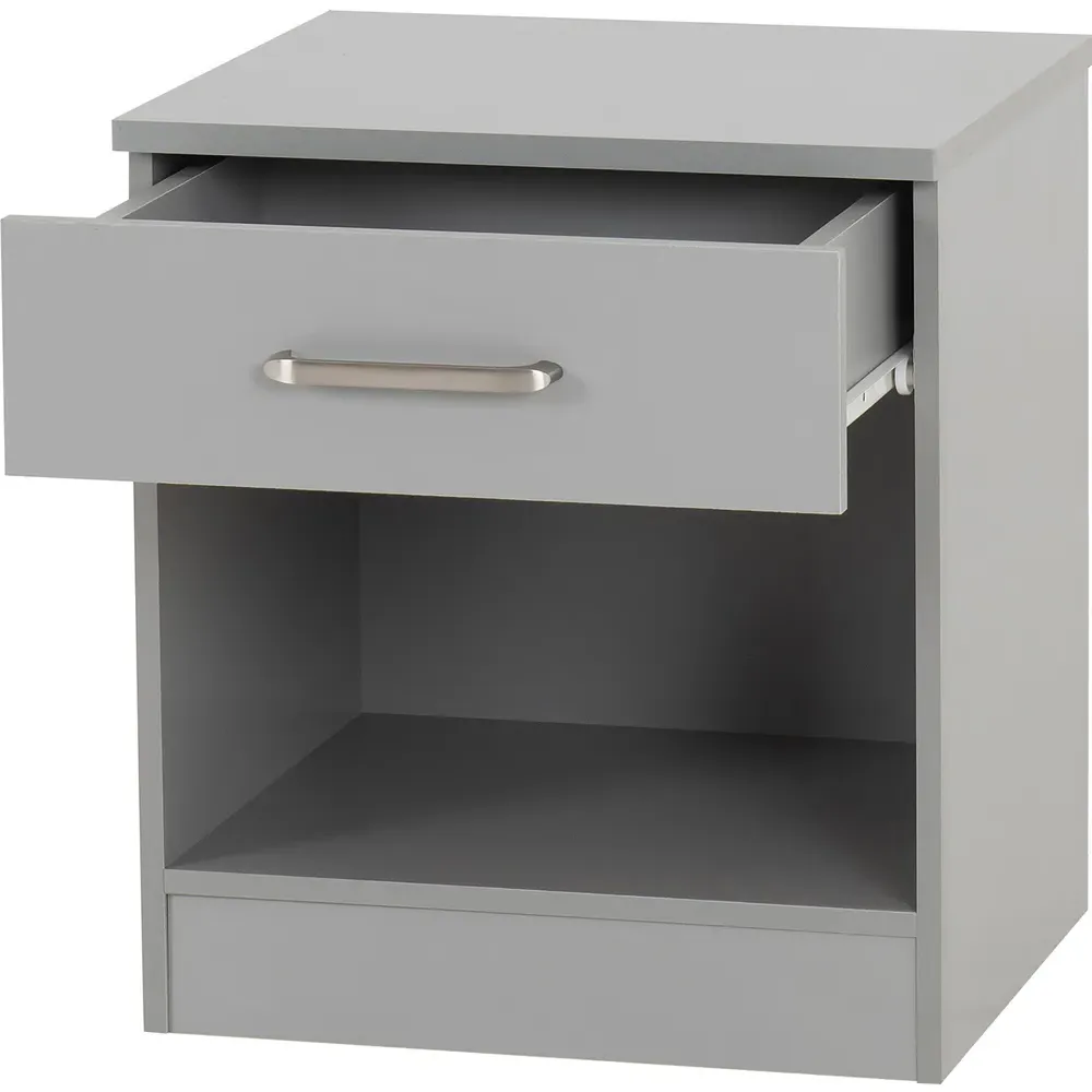 Dakota Single Drawer Bedside Table - Light Grey