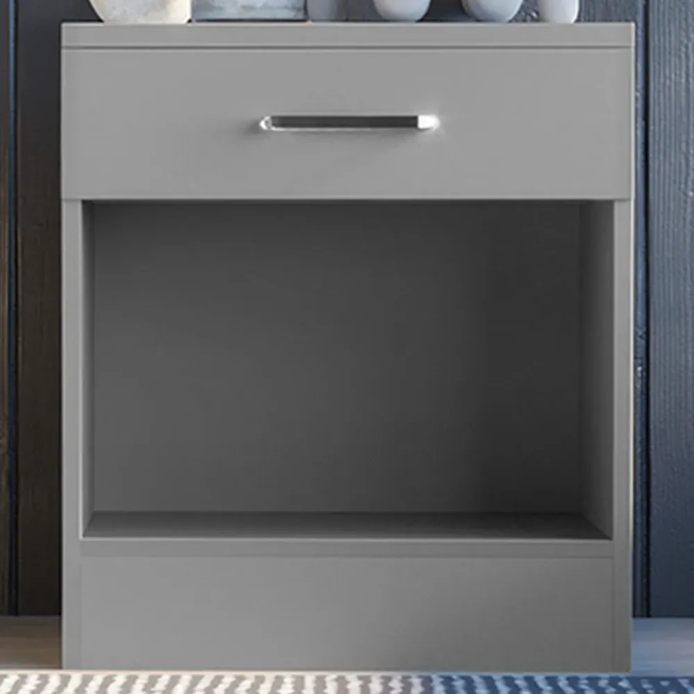 Dakota Single Drawer Bedside Table - Light Grey