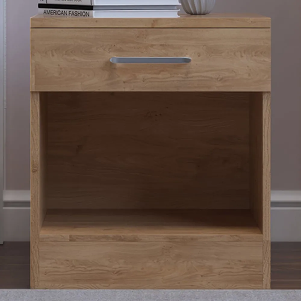 Dakota Single Drawer Bedside Table - Oak