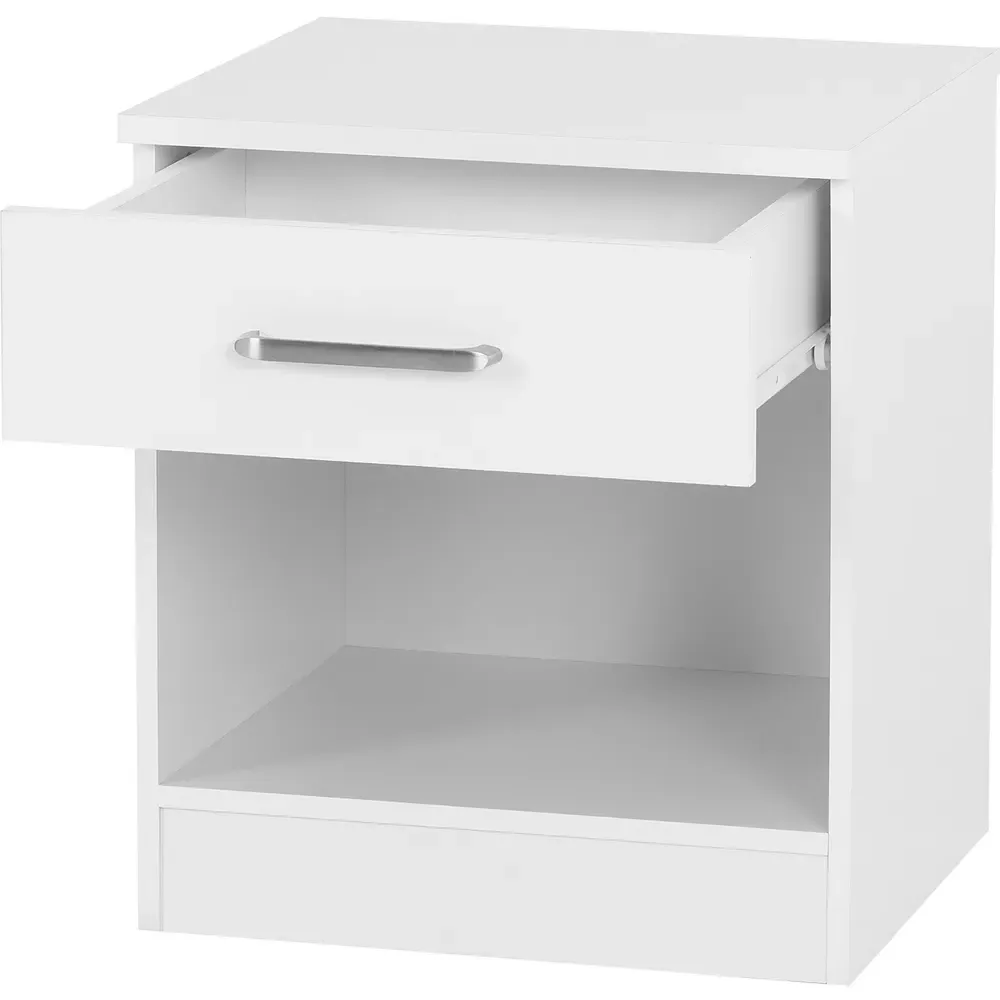 Dakota Single Drawer Bedside Table - White