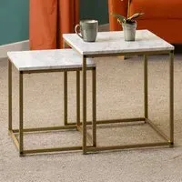 Dallas Nest of Tables Set of 2 - White, Marble