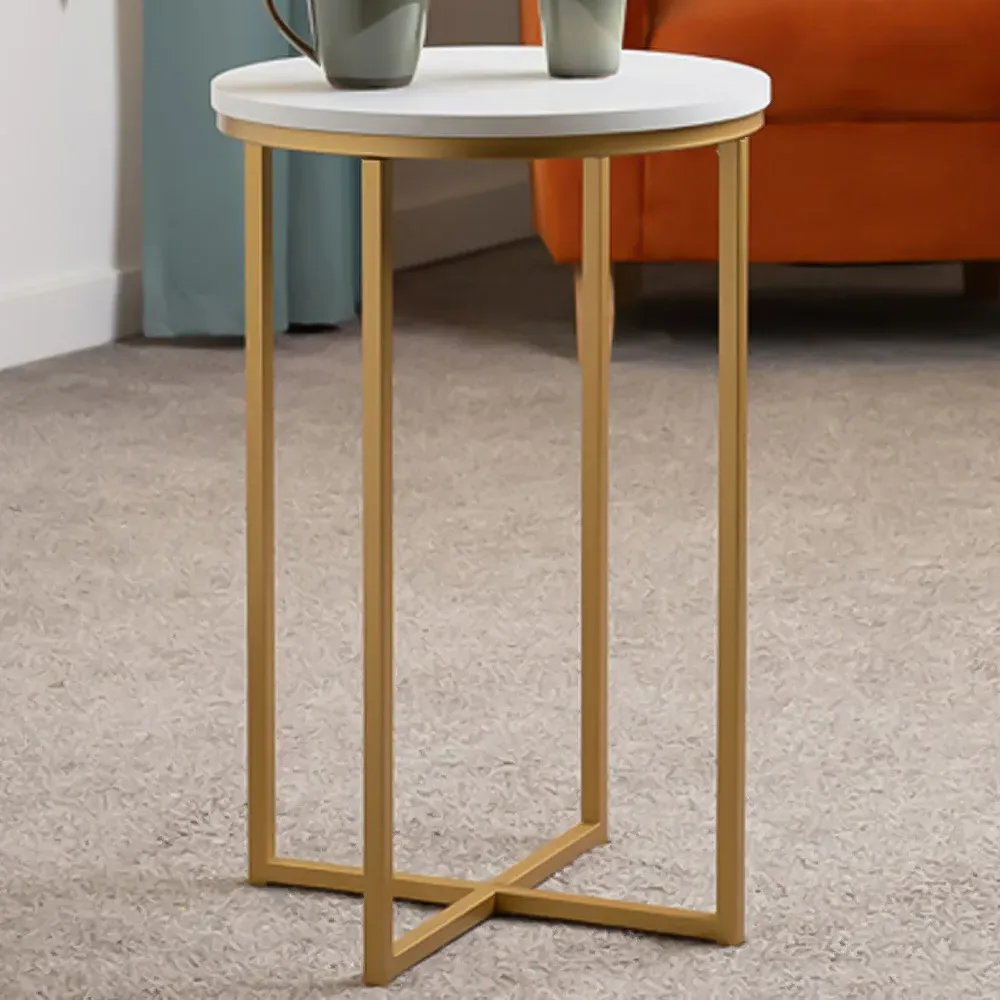 Dallas Side Table - Gold, Marble image