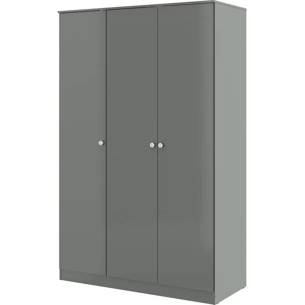 Denver 3 Door Wardrobe - Grey Gloss