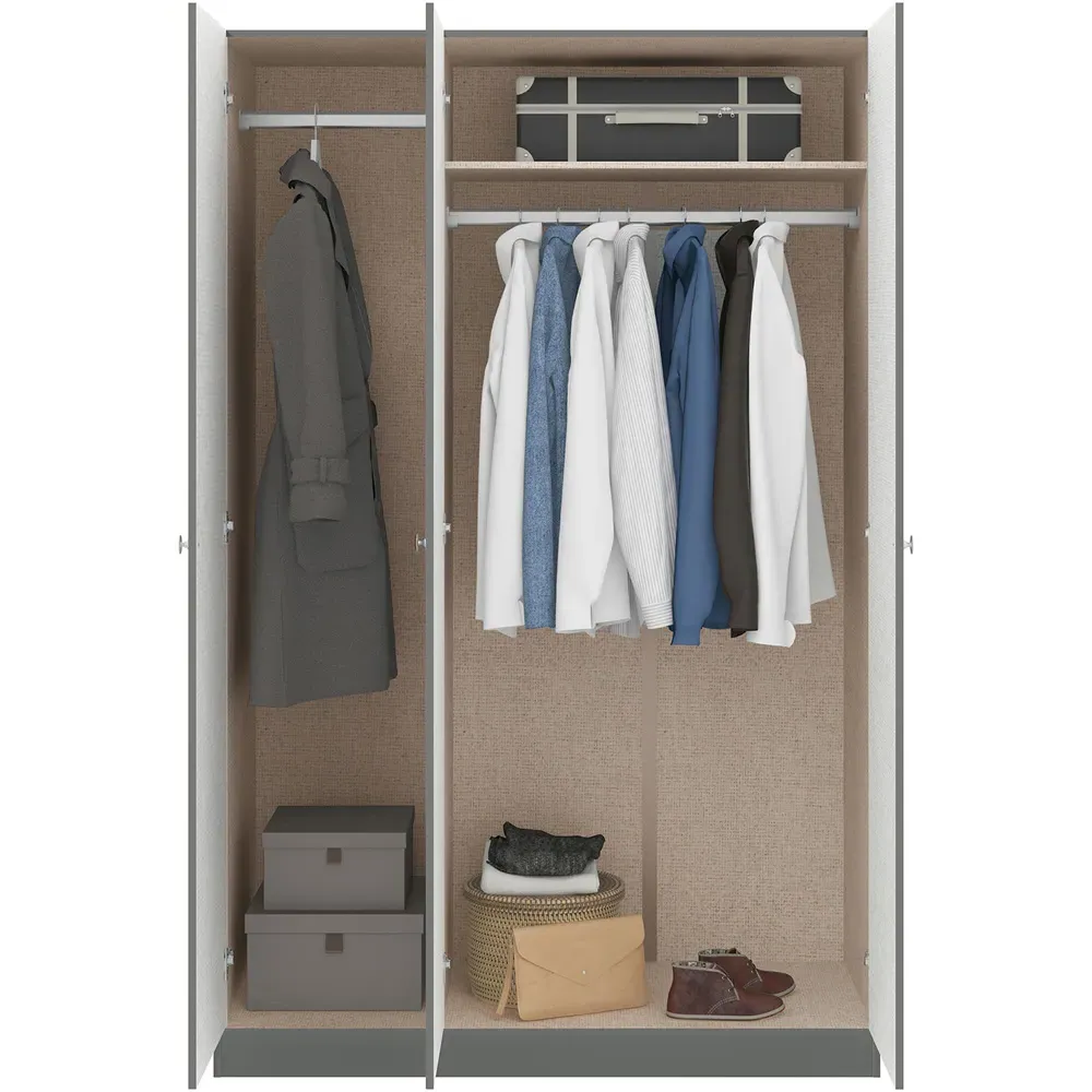 Denver 3 Door Wardrobe - Grey Gloss