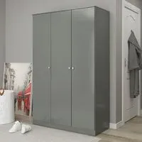 Denver 3 Door Wardrobe - Grey Gloss