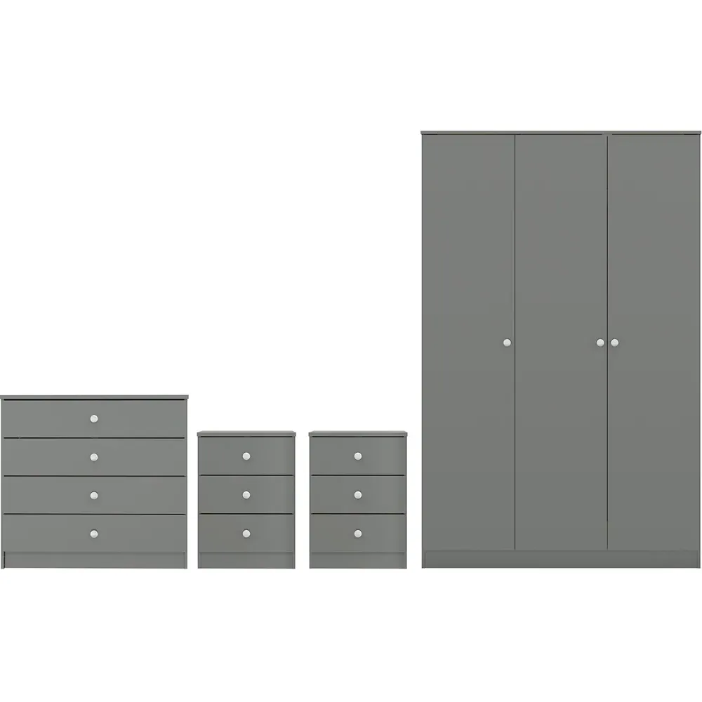 Denver 3 Door Wardrobe Set - Grey Gloss