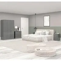 Denver 3 Door Wardrobe Set - Grey Gloss