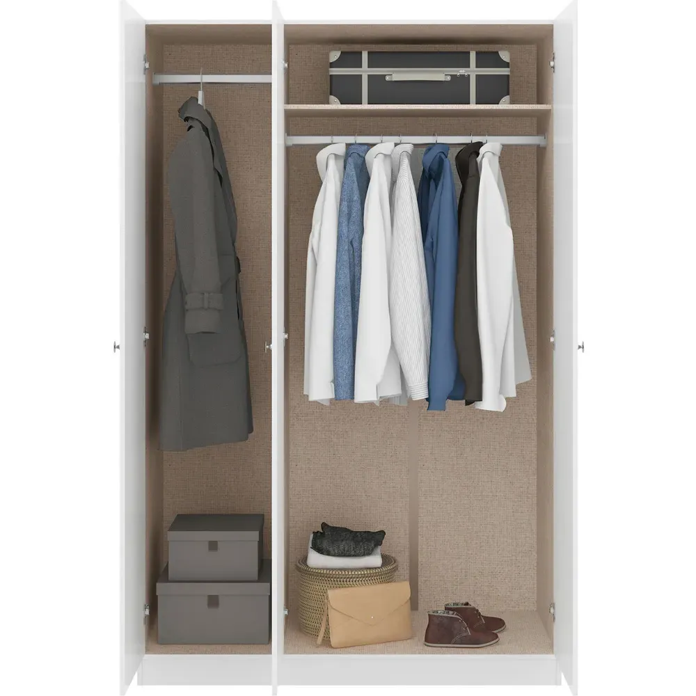 Denver 3 Door Wardrobe - White Gloss