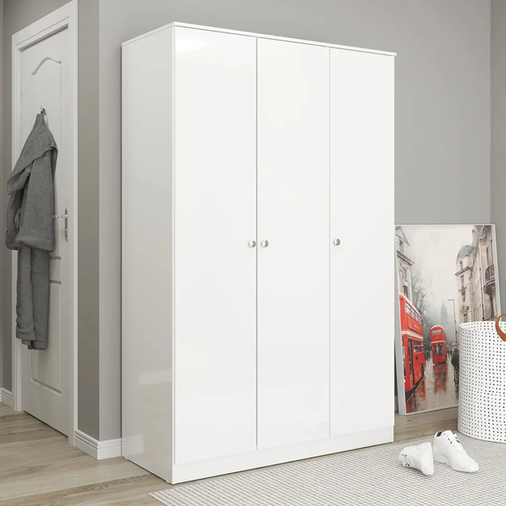 Denver 3 Door Wardrobe - White Gloss