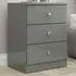 Denver 3 Drawer Bedside Table - Grey Gloss