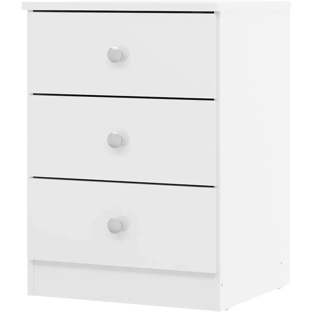 Denver 3 Drawer Bedside Table - White Gloss