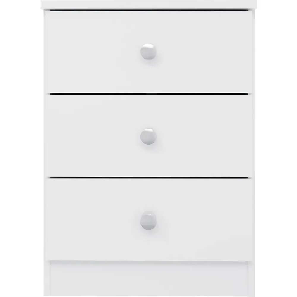 Denver 3 Drawer Bedside Table - White Gloss