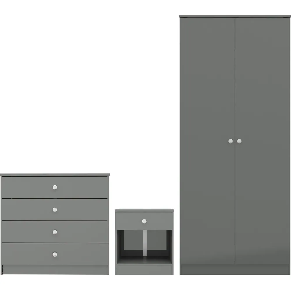 Denver 3 Piece Furniture Set with Storage - Grey Gloss