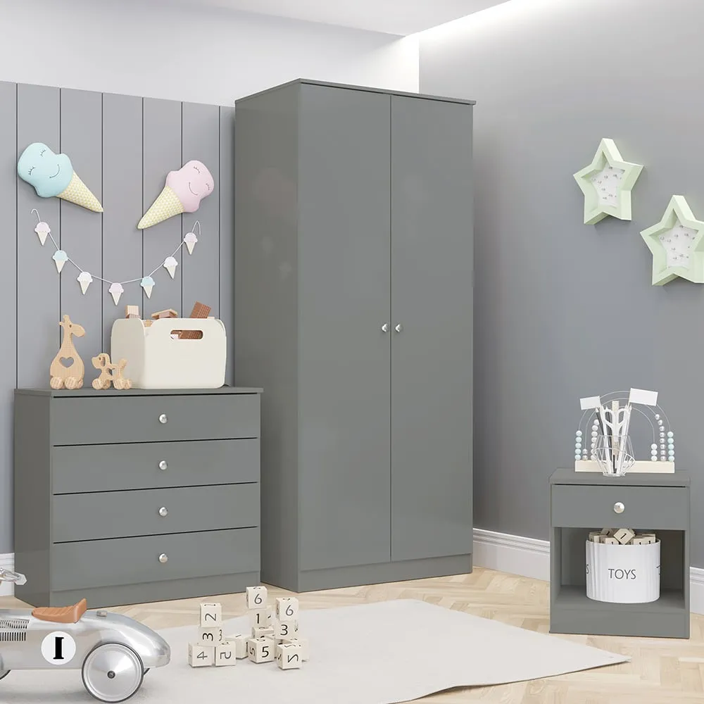 Denver 3 Piece Furniture Set with Storage - Grey Gloss