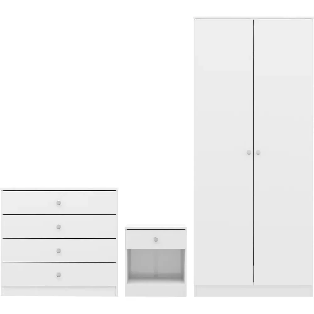 Denver 3 Piece Furniture Set with Storage - White Gloss