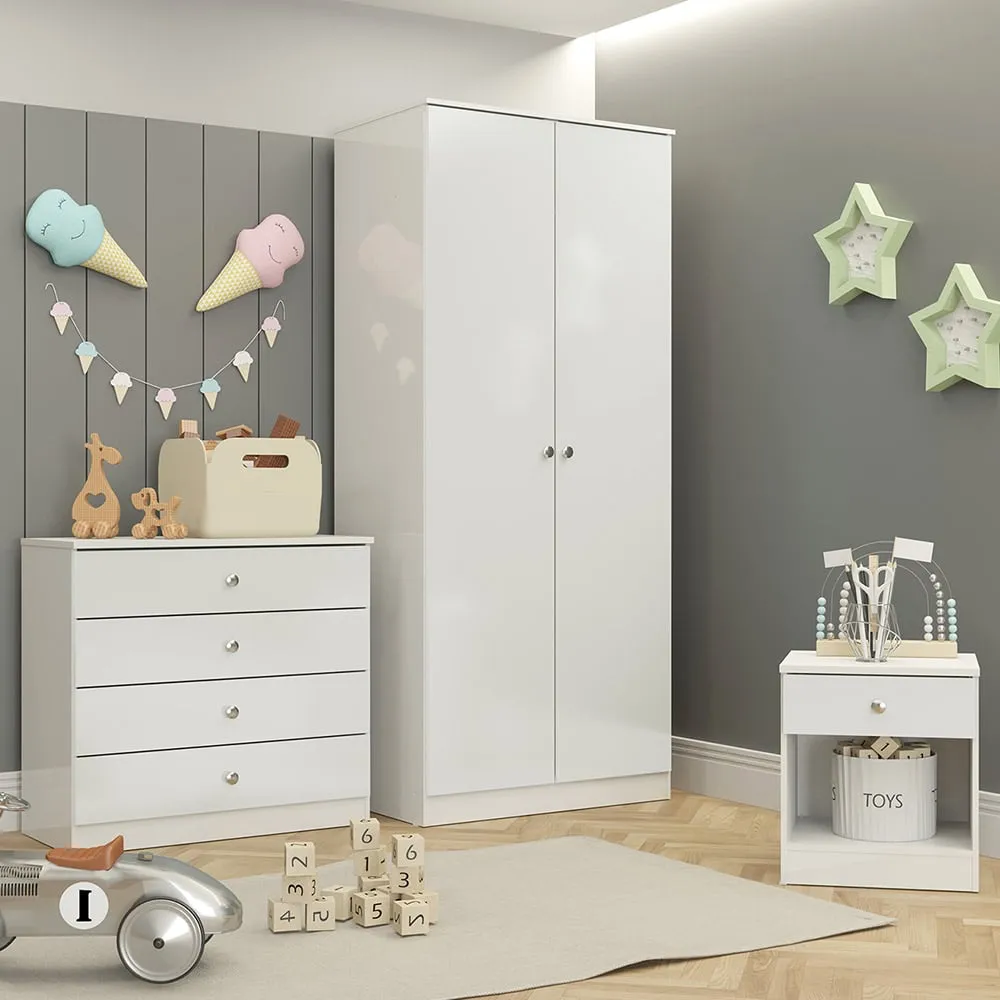 Denver 3 Piece Furniture Set with Storage - White Gloss