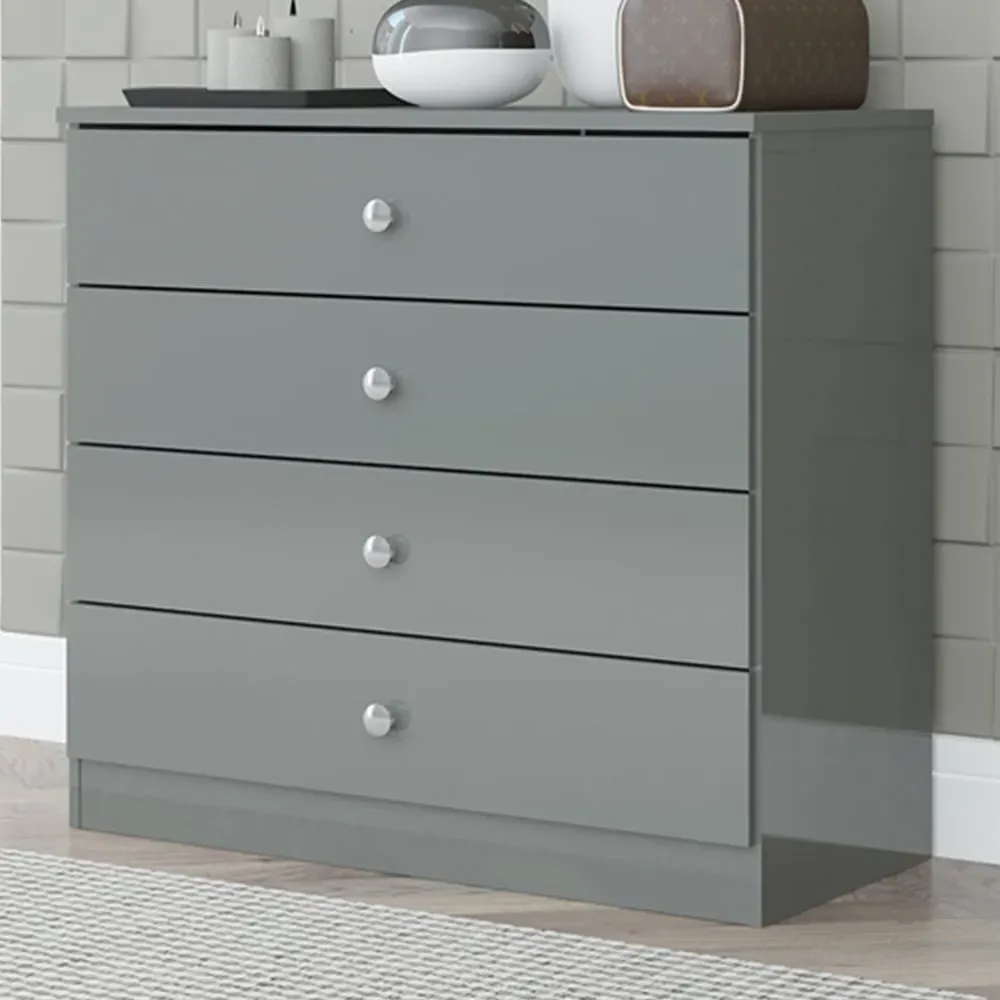 Denver 4 Drawer Storage Chest - Grey Gloss image