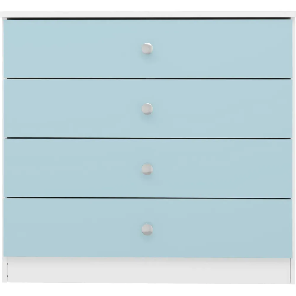 Denver 4 Drawer Storage Chest - White, Blue Gloss