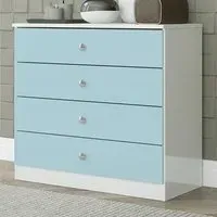 Denver 4 Drawer Storage Chest - White, Blue Gloss