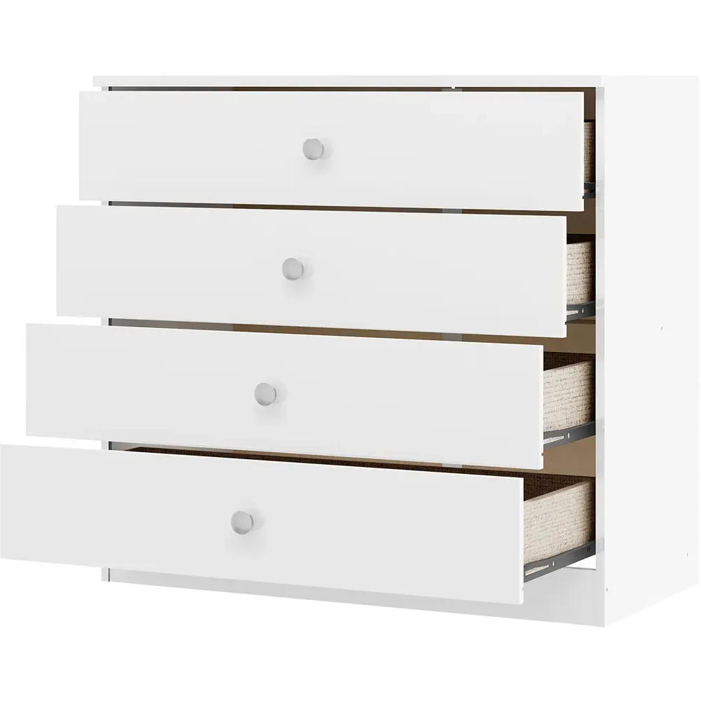 Denver 4 Drawer Storage Chest - White Gloss