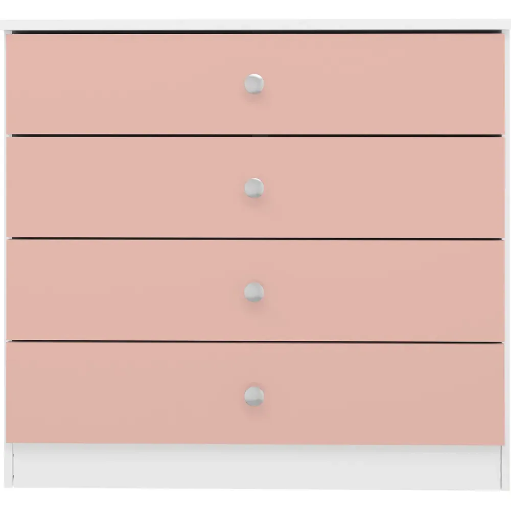 Denver 4 Drawer Storage Chest - White, Pink Gloss