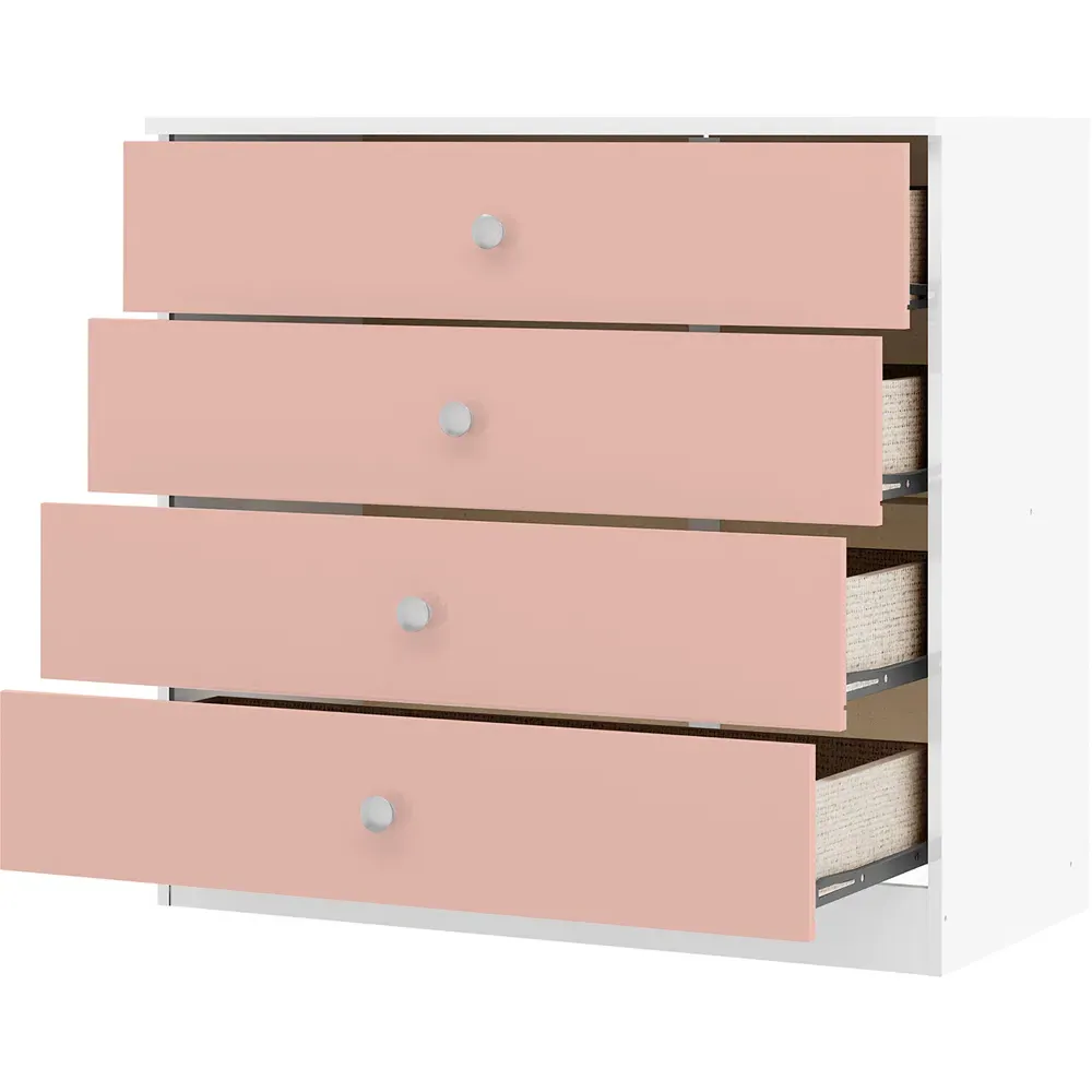 Denver 4 Drawer Storage Chest - White, Pink Gloss