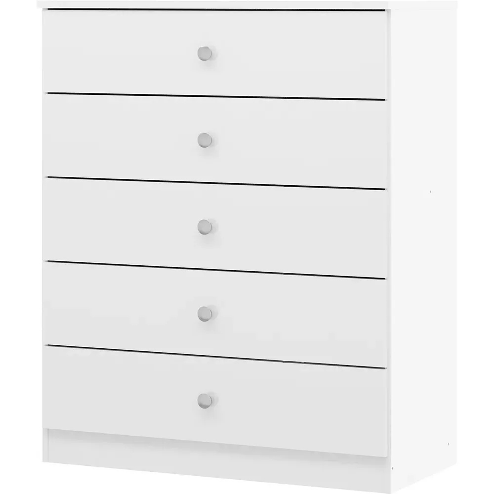 Denver 5 Drawer Storage Chest - White Gloss