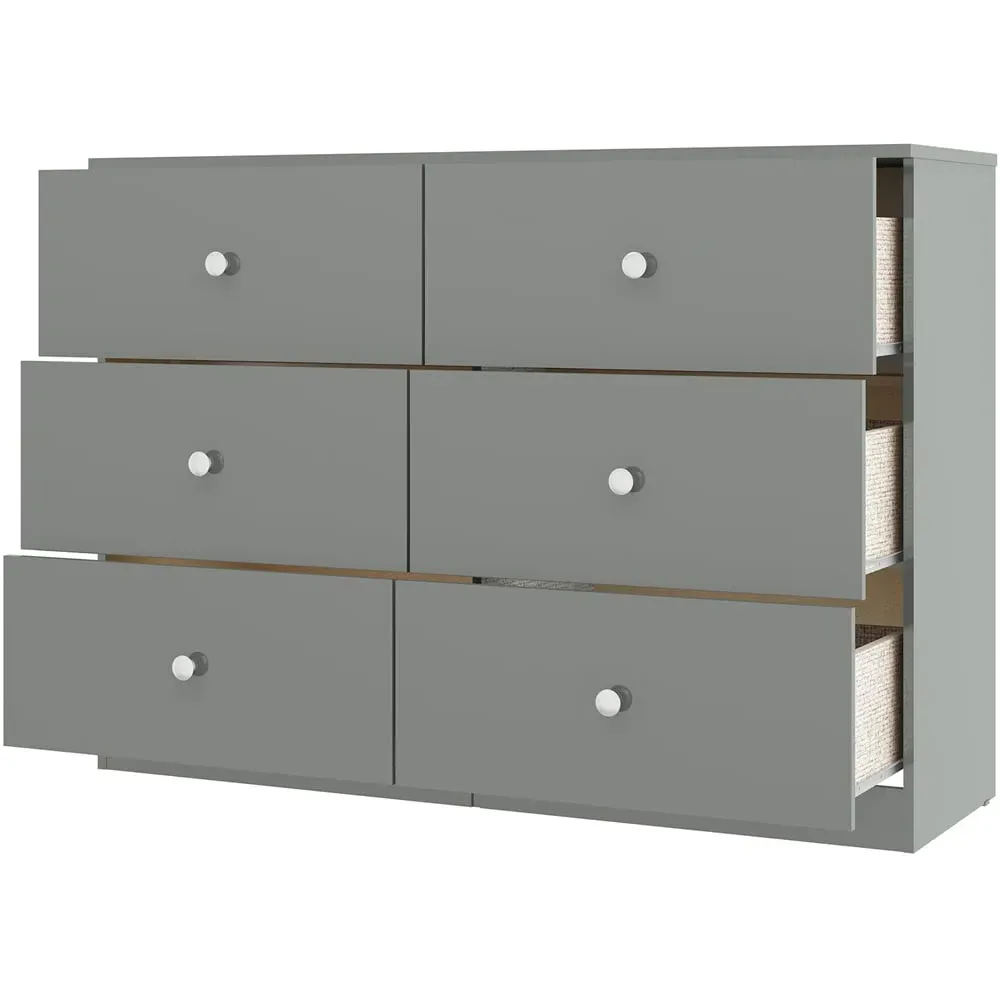 Denver 6 Drawer Storage Chest - Grey Gloss