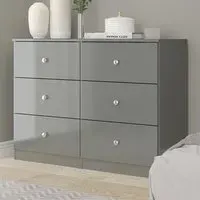 Denver 6 Drawer Storage Chest - Grey Gloss