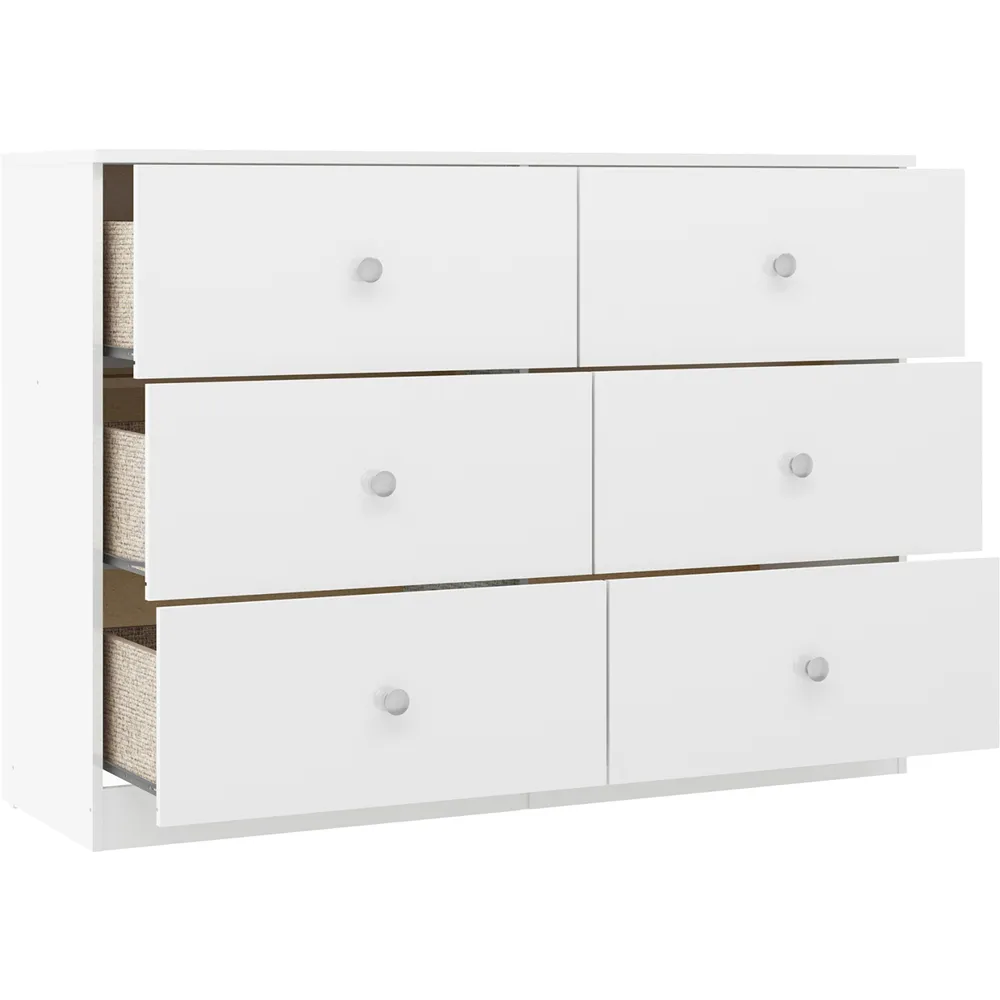 Denver 6 Drawer Storage Chest - White Gloss
