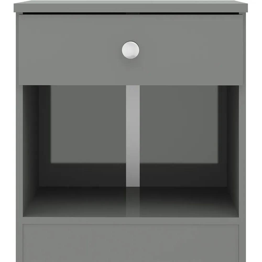 Denver Single Drawer Bedside Table - Grey Gloss