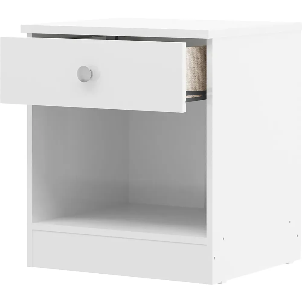 Denver Single Drawer Bedside Table - White Gloss