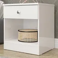 Denver Single Drawer Bedside Table - White Gloss