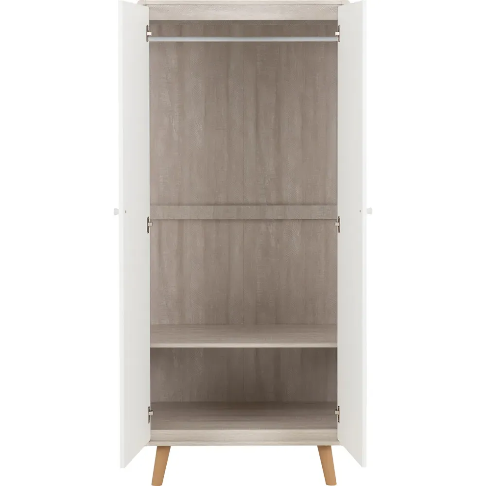 Dixie 2 Door Wardrobe - Grey, White