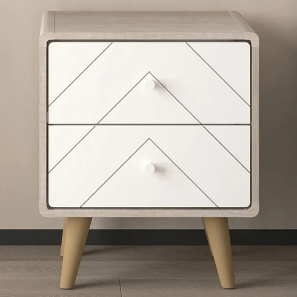 Dixie 2 Drawer Bedside Table - Dusty Grey, White image