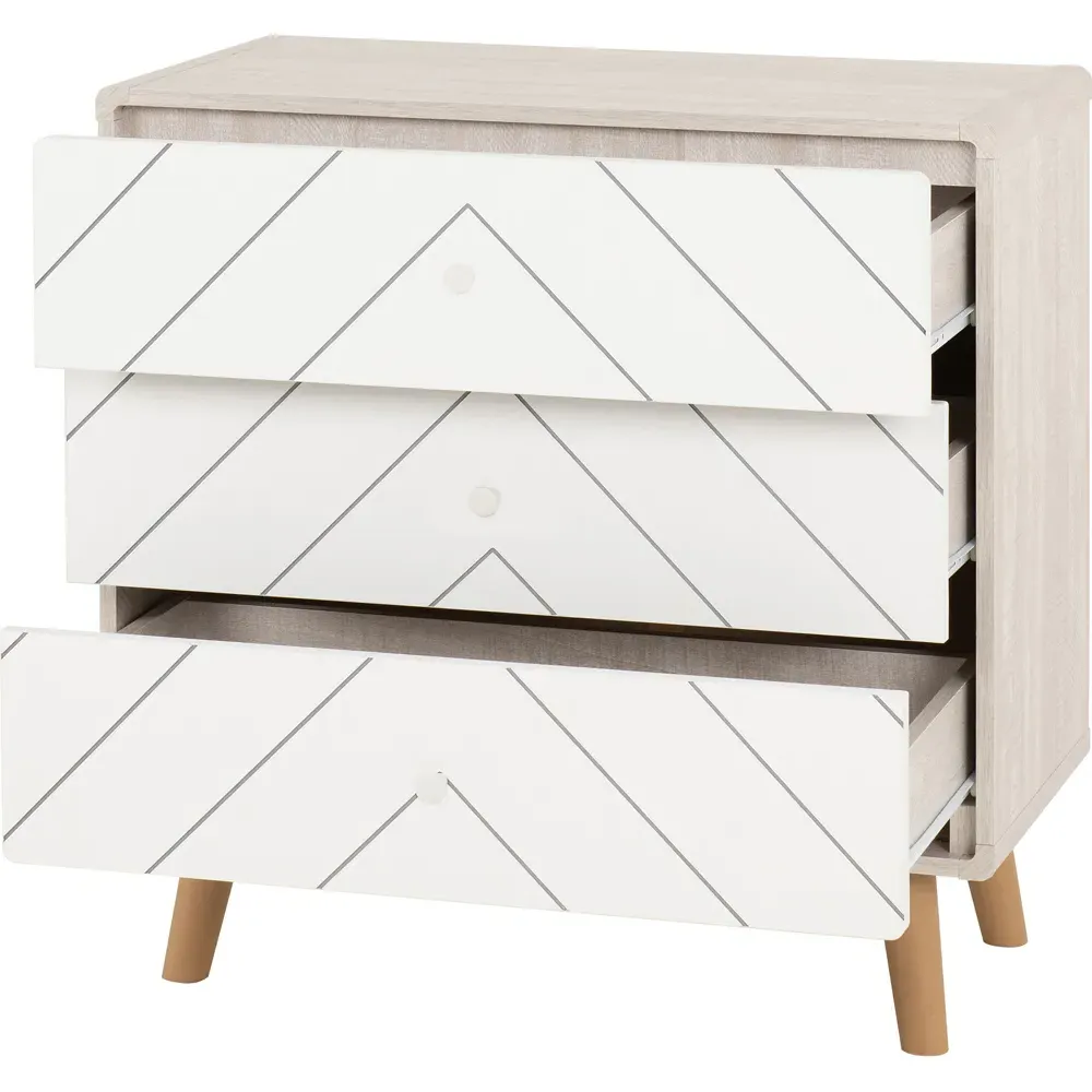 Dixie 3 Drawer Chest of Drawers - Grey, White