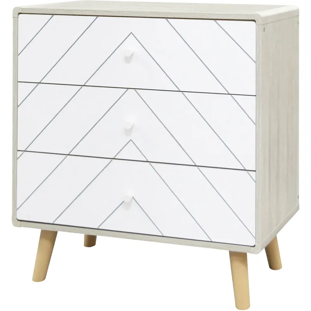 Dixie 3 Piece Bedroom Furniture Set - Dusty Grey, White