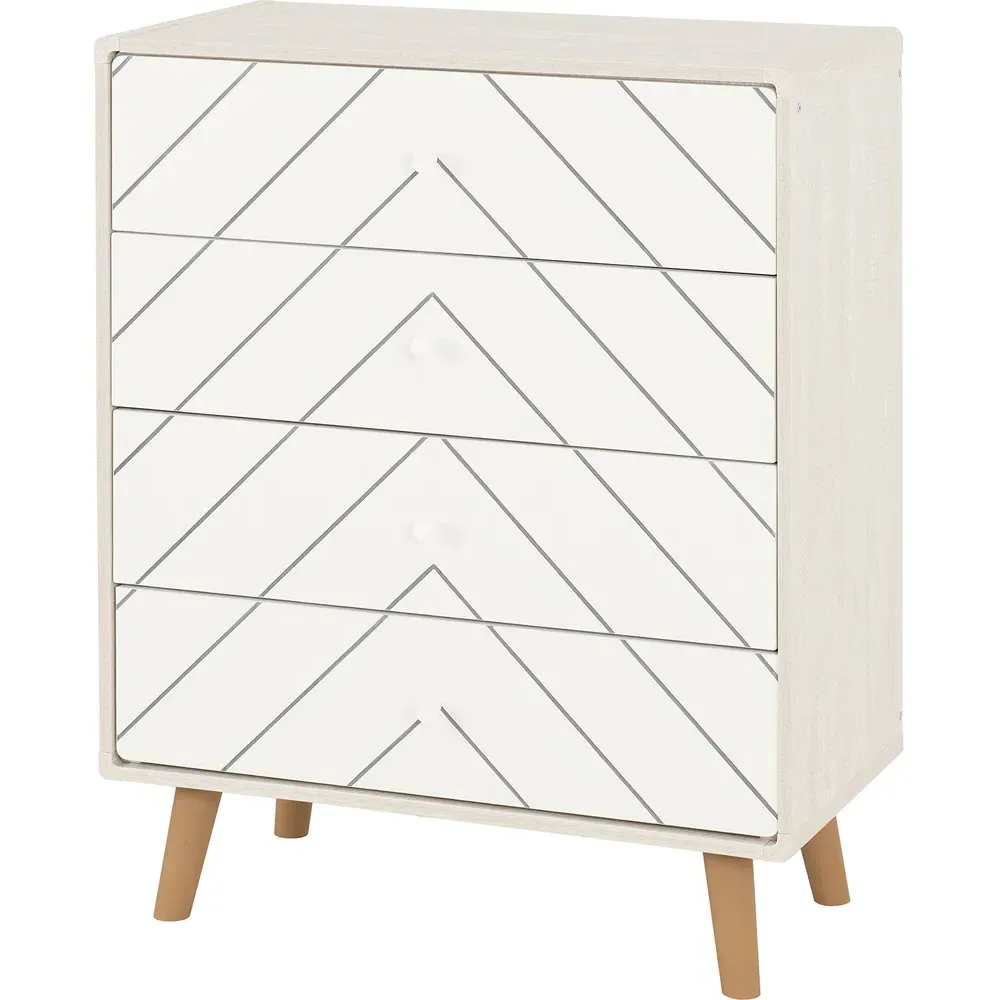 Dixie 4 Drawer Storage Chest - Dusty Grey, White
