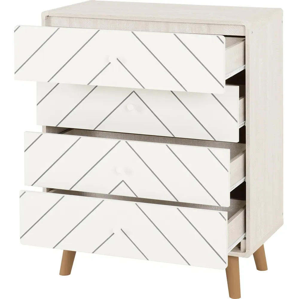 Dixie 4 Drawer Storage Chest - Dusty Grey, White