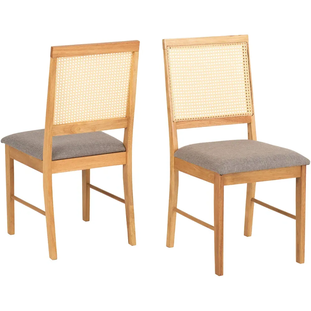 Ellis Set of 2 Dining Chairs - Grey, Oak Effect