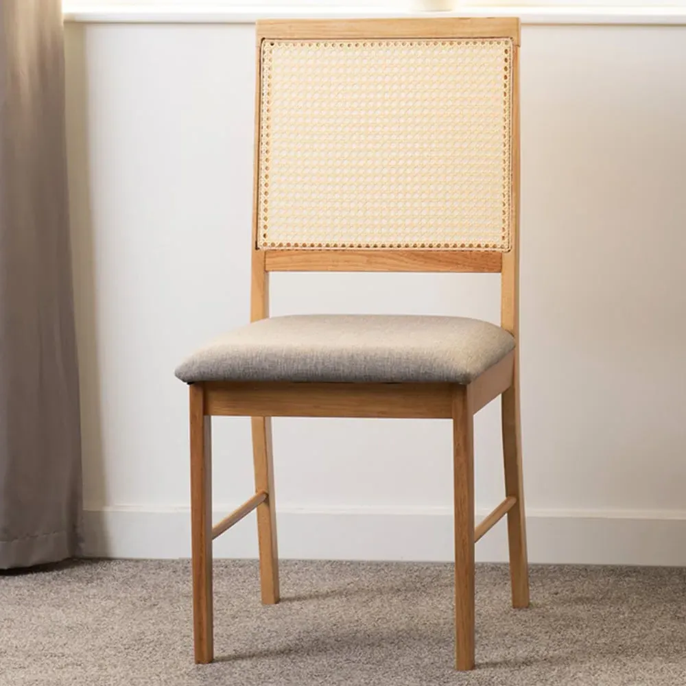 Ellis Set of 2 Dining Chairs - Grey, Oak Effect image