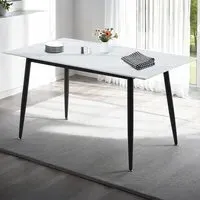 Fenton 6 Seater Dining Table - White Marble Stone