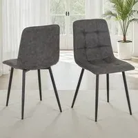 Fenton Set of 2 Dining Chairs - Dark Grey, Suede