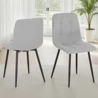 Fenton Set of 2 Dining Chairs - Light Grey, Fabric