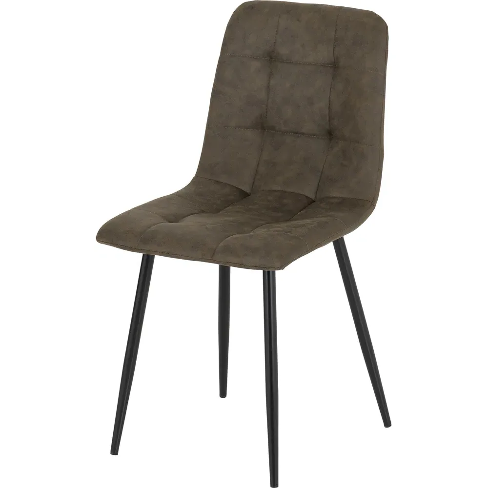 Fenton Set of 2 Dining Chairs - Olive Green, Suede