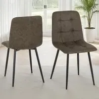 Fenton Set of 2 Dining Chairs - Olive Green, Suede
