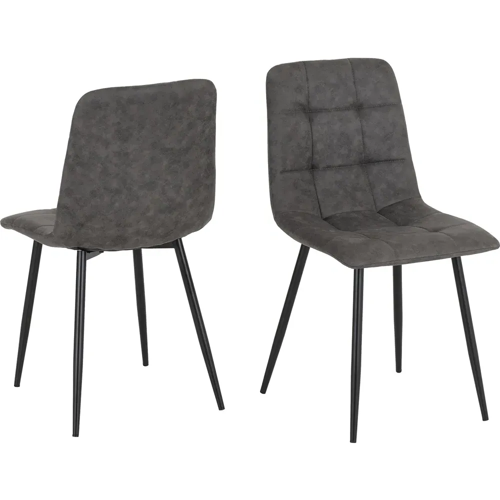 Fenton Set of 4 Dining Chairs - Dark Grey, Suede