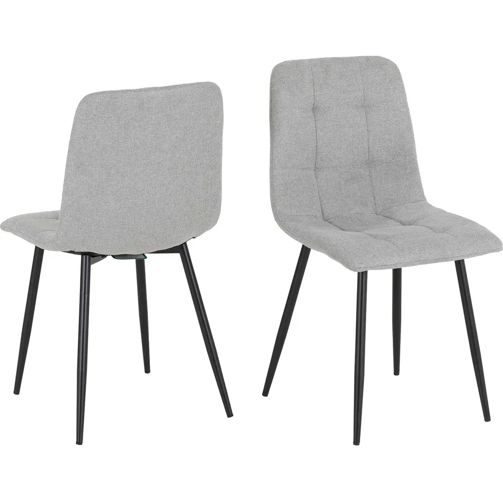 Fenton Set of 4 Dining Chairs - Light Grey, Fabric