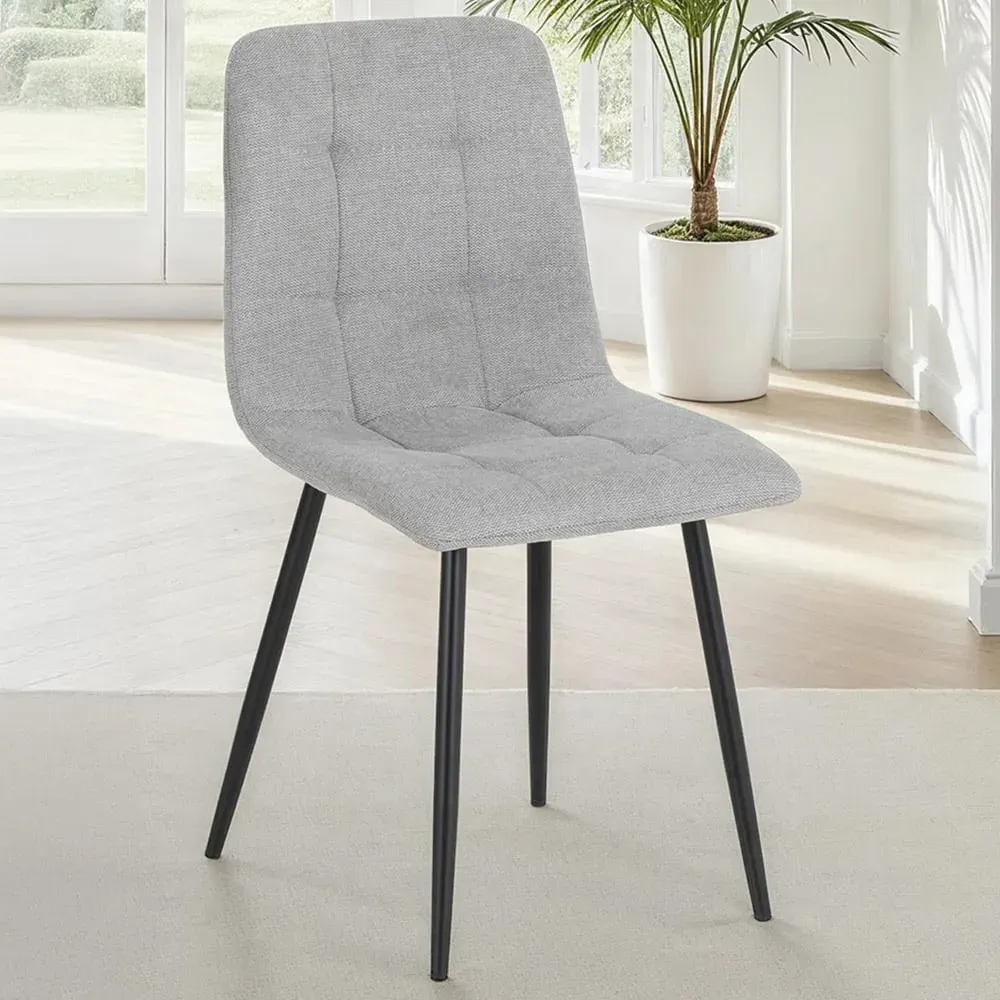 Fenton Set of 4 Dining Chairs - Light Grey, Fabric